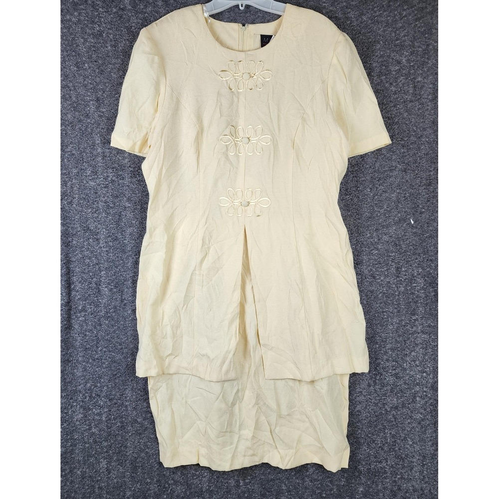 Melissa Harper Dress Womens 12 04-0820 Yellow Frog Closure Layered Midi EUC